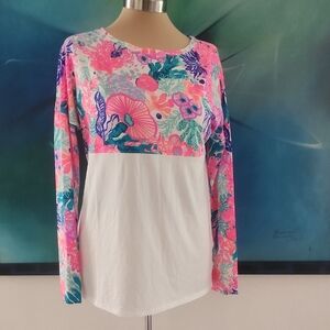 LILLY PULITZER | Pink and Blue Floral Long Sleeve Top